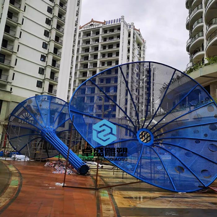 蓝色喇叭花不锈钢廊架