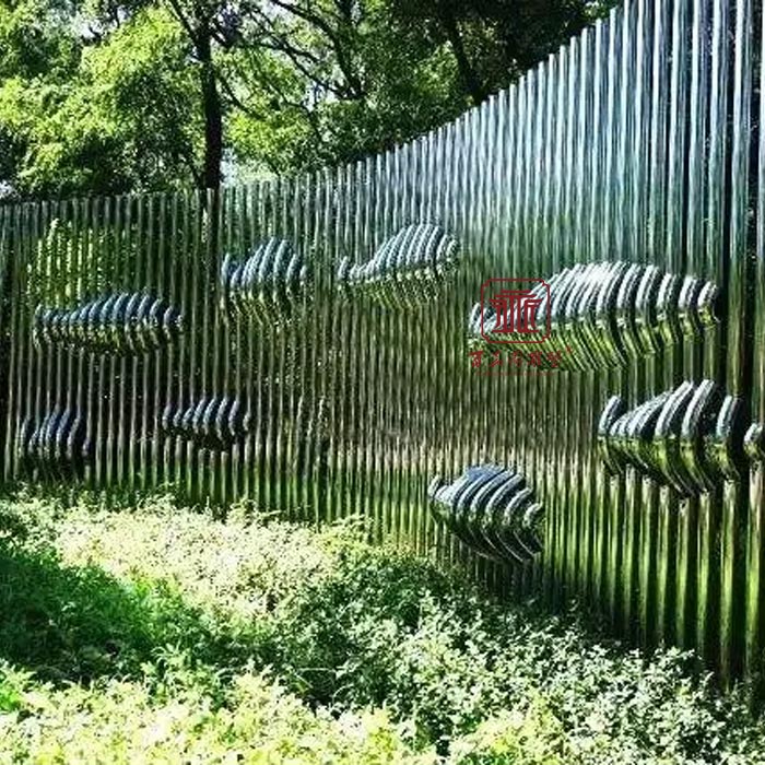不锈钢立体游鱼景墙