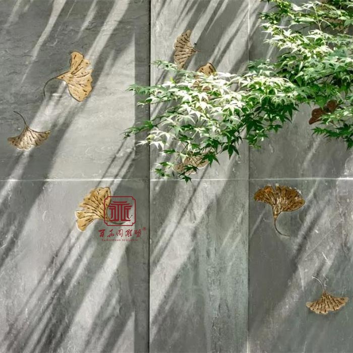 现代银杏叶浮雕景墙