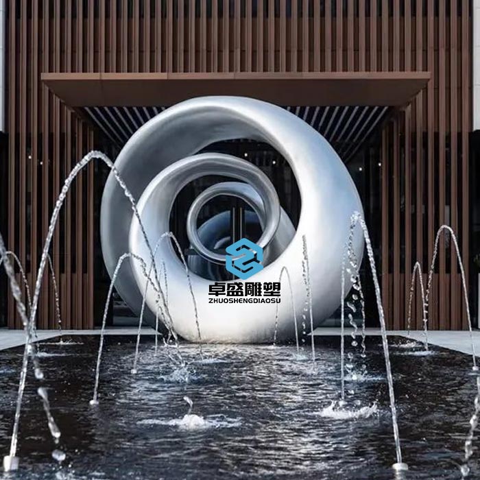 抽象创意螺旋不锈钢拉丝雕塑